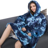 Cozy Wearable Blanket Pullover - Soft Thickened Flannel, Coldproof, Warm, Colorful Printed, Outdoor Friendly, One-Piece Design, Sleeve with Blanket Function - Perfect for Camping, Travel, Home Use