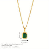 French Simple Emerald Pendant Necklace Female Summer Niche Design High Sense Clavicle Chain Jewelry 1pc