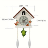 1pc Nordic Bird House Cuckoo Clock - Charming Hourly Alarm & Ornate Pendulum - Aesthetic Wall Decor for Home, Office, & Living Room