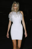 goosudu Ruched Mini Bodycon Dress - White