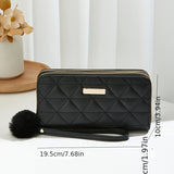 Fashion Women's Purse , Elegant Long Wallet With Double Zipper, Large Capacity Clutch Coin Bag