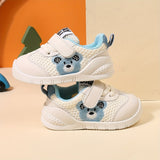 Cute Embroidered Low Top Baby Boy Shoes - Breathable, Lightweight, Hook and Loop Fastener, Cartoon Patterned - Perfect for Casual Daily Wear in All Seasons