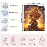 Disney Marvel Guardians of the For Galaxy Groot Cartoon Flannel Throw Blanket - Versatile All-Season Cozy Warmth for Bedroom, Living Room, and Office