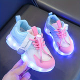 Luminous Girls LED Light Up Sneakers - Adjustable Hook & Loop Fastener, USB Charging, Assorted Colors, Stabilizing Support, Superfine Fiber Insole, Breathable PU Upper, TPR Sole, Perfect for Casual Running and Going Out in Fall, Spring, Summer