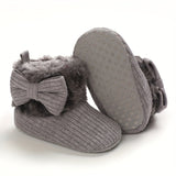 Adorable Bowknot Warm Booties For Baby Girls - Cozy, Breathable Crib Sock Shoes For Newborns & Toddlers, Perfect For Fall/Winter