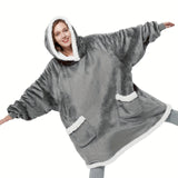 1pc Plush Wearable Blanket Hoodie with Sleeves - Ultra Soft, Oversized, Thickened, Warm, and Cozy Hooded Blanket Sweatshirt for Adults, Perfect Gift for Girlfriend, Women, and Mom