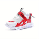 LED Light Mesh Sneakers - Ultra-Lightweight Low Top Design with Advanced Breathable Mesh Upper, Superior Shock-Absorbing Technology, and High-Performance Running Shoes - Perfect for Active Boys, Suitable for Year-Round Wear, Fashionably Trendy and Cool De