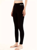 1pc Women's High-Waisted Thermal Fleece-Lined Leggings - Ultra Stretch Slim Fit Knitted Tights - Embroidered Fashion Bottoms