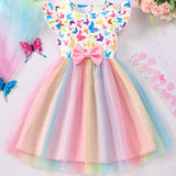 Mesmerizing Fish Scale Tutu Dress - Dreamy Gradient Colors with Sparkling Star Sequins - Adorable Bow & Fluffy Mesh for Summer Holidays, Perfect Party & Gift Dress