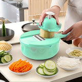 1pc 12-in-1 Multi-Functional Vegetable Slicer - Mandolines with Food Grater, Cutter, Container, Hand Guard, and Shredder for Easy Kitchen Prep - Space-Saving Kitchen Gadgets for Home Cooks