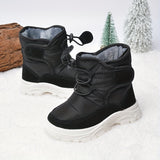 Girls Soft-soled Anti-slip Drawstring Fleece Outdoor Snow Boots For Winter