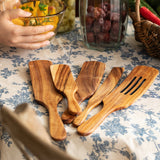 5-Piece Premium Wooden Spatula Cookware Set - Ergonomic, Heat-Resistant, Non-Stick Friendly, Easy to Clean Wooden Cooking Utensils for Kitchen Essentials