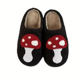 Mushroom Wonderland - Ultra-Soft Plush Slippers with Closed Toe - Cozy Indoor Winter Shoes for Luxurious Comfort