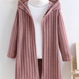 Cozy Rib-Knit Hooded Cardigan for Girls - Soft, Open Front, Spring and Fall Essential - Perfect Gift for Little Ones