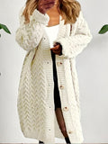 Chic Plus Size Cozy Cable Knit Cardigan - Button-Up Long Sleeve, Versatile Everyday Sweater for Full-Figured Women