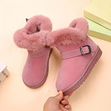 Comfortable Slip On Snow Boots For Girls, Soft And Warm Plus Fleece Boots For Indoor Outdoor Walking, Autumn And Winter