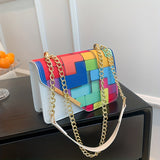 Plaid Pattern Lightweight PU Leather Crossbody Bag - Adjustable Strap, Unlined, Magnet Closure, Perfect for Daily Use - Stylish, Trendy, and Easy to Carry