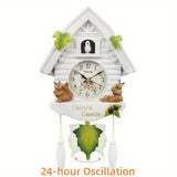 1pc Nordic Bird House Cuckoo Clock - Charming Hourly Alarm & Ornate Pendulum - Aesthetic Wall Decor for Home, Office, & Living Room