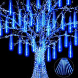 Christmas Lights Outdoor Icicle Lights Snowfall Meteor Shower Rain Light Christmas LED Decoration Falling Drop String Light 8 Tubes 288 LEDs