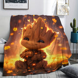 Disney Marvel Guardians of the For Galaxy Groot Cartoon Flannel Throw Blanket - Versatile All-Season Cozy Warmth for Bedroom, Living Room, and Office