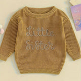 Baby Girl Christmas Sweaters Cute Long Sleeve Letter Embroidery Knit Pullover Infant Tops