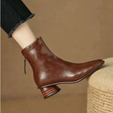 Brown Women  Autumn And Winter New Fleece Thick French Leather Short Boots Kq8