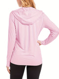 Long Sleeve Sun Protection Hoodie - Quick Drying, Breathable, Soft, Skin Friendly, Full Zipper, Pocket, High Stretch Polyester - Perfect for Outdoor Sports, Fitness, Hiking, Jogging, Beach, Travel, and Daily Activities