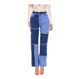 Goosudu Patchwork Stylish Ripped Burrs Jeans