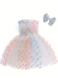 Baby Girls' 2pc Enchanting Floral Mesh Gown & Headband Set - Sleeveless - Ideal for Party Performances & Gifts