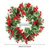 1pc Festive Artificial Christmas Wreath - Perfect for Door & Home Decor, Indoor/Outdoor Holiday Garland