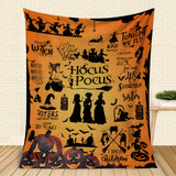 Hocus Pocus Themed Flannel Blanket - Contemporary All-Season Hypoallergenic Digital Print Bedding, Soft Comfortable Multipurpose Knitted Throw, Machine Washable Polyester Sofa Nap Shawl Blanket