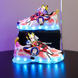 Fashion-Forward Luminous LED Sneakers for Boys - Rechargeable, Breathable & Anti-Slip - Durable Outdoor Walking, Running Shoes with Rotating Button Control - Perfect for All Seasons