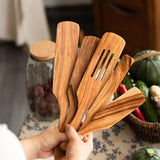 5-Piece Premium Wooden Spatula Cookware Set - Ergonomic, Heat-Resistant, Non-Stick Friendly, Easy to Clean Wooden Cooking Utensils for Kitchen Essentials