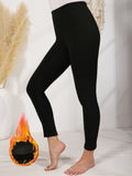 Cozy Fleece-Lined Leggings for Women - High Stretch, Solid Color, Perfect for Fall/Winter