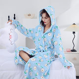 1pc Floral Luxury Bathrobe - Ultra-Absorbent Coral Velvet, Soft Skin-Friendly Loungewear, Cute Long Pajamas with Eye-Catching Print, Stylish Long-Sleeve for Womens Year-Round Comfort