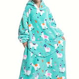 Cozy Plus Size Cartoon Penguin Sherpa Fleece Nightgown - Soft, Warm, Oversized Wearable Blanket for Fall & Winter - Plus Size Nightgowns & Sleepshirts