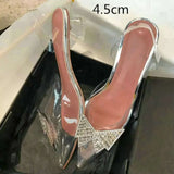 Summer New Pointed Rhinestone Odd Heel Stiletto Ladies Sun Decoration Wild Fairy PVC Transparent Crystal Shoes Kq8