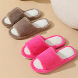 Elegant Solid Color Fluffy Slippers, 2 Fuzzy Plush Indoor Home Non-Slip Slippers, Indoor Warm Cozy Shoes