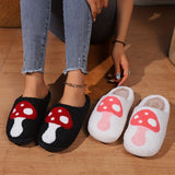 Mushroom Wonderland - Ultra-Soft Plush Slippers with Closed Toe - Cozy Indoor Winter Shoes for Luxurious Comfort