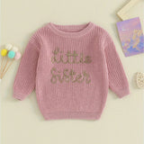 Baby Girl Christmas Sweaters Cute Long Sleeve Letter Embroidery Knit Pullover Infant Tops