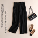 GOOSUDU Spring and Summer Cotton and Linen Women's Wide-Leg Pants Linen Thin Casual Pants Ol Professional Women's Pants Loose Cropped Pants for Women