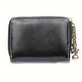 Black Retro Style Short Wallet, Classic Minimalist Clutch Coin Purse, Versatile Credit Card Holder