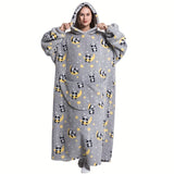 1pc Extra Large Wearable Fleece Blanket Hoodie - Super Warm, Cozy, and Soft with Sleeves, Pockets, and Machine Washable - Contemporary Design for Women and Men