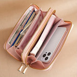 Women's wallet with double zippers, large capacity, classic fashion, and multiple slots