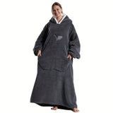 Extra Long Wearable Blanket Hoodie For Women Men Adults Oversized Hooded Blanket Sweatshirt, Super Soft Warm Comfortable Giant Wearable Blanket Hoodie With Big Pocket