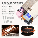 Stylish PU Leather Crossbody Bucket Bag - Adjustable Shoulder Strap, Multiple Pockets, Geometric Pattern, Polyester Lining, Buckle Closure, Edge Painted - Perfect for Womens Occasional Use