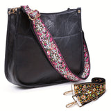 Viva Chic Vegan Leather Crossbody Bag for Women - 2 Adjustable Guitar Straps, Zipper Closure, Polyester Lining, Solid Color Pattern, Casual Style, Faux Leather Material