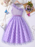 Adorable Summer Princess Dress - Polka Dot & Frill-Trim, Durable, Easy-Care Knit for Stylish Comfort