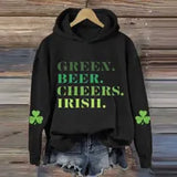 Women's Hoodies Sweatshirts 3.17 Happy St. Patricks Day Hoodies Long sleeved Womens Sweatshirt Irish Festival Clover Print Pullers Tops y240711