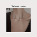 Minimalist Style Tiny Cross Pendant Necklace, Silver Color Neck Jewelry Gift For Women